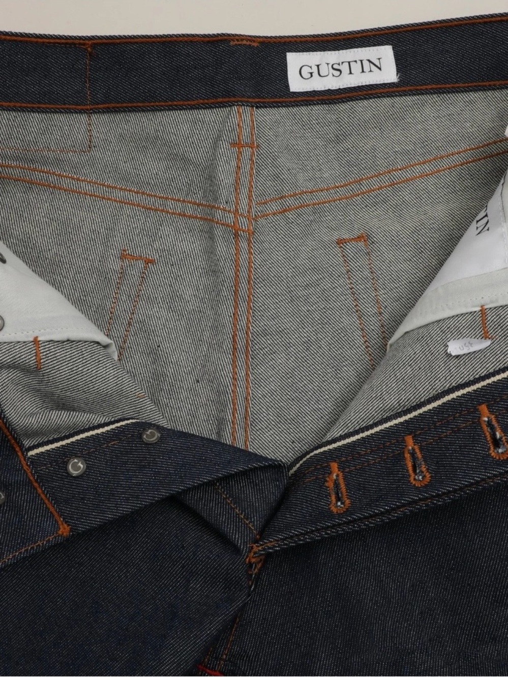 LNWOT Gustin Made USA #535 California Slim Fit Raw Indigo Selvedge Jeans 34 #1 - Picture 7 of 9